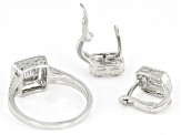 White Cubic Zirconia Platinum Over Sterling Silver Ring And Earring Set 2.45ctw