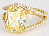 Yellow And White Cubic Zirconia 18k Yellow Gold Over Sterling Silver Ring 10.23ctw