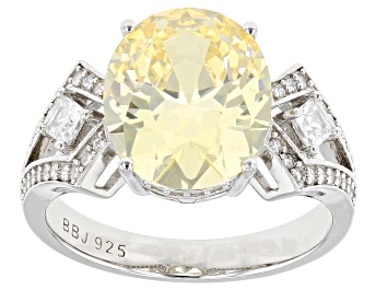 Picture of Yellow And White Cubic Zirconia Rhodium Over Sterling Silver Ring 8.87ctw
