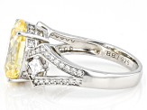 Yellow And White Cubic Zirconia Rhodium Over Sterling Silver Ring 8.87ctw