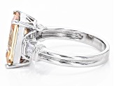 Champagne And White Cubic Zirconia Rhodium Over Sterling Silver Ring 7.68ctw