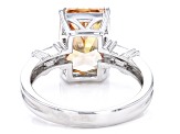 Champagne And White Cubic Zirconia Rhodium Over Sterling Silver Ring 7.68ctw