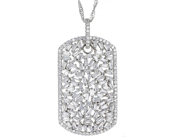 Louis Vuitton Dog Tag White Gold Pendant Necklace