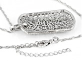 White Cubic Zirconia Rhodium Over Silver Dog Tag Pendant with Chain 5.25ctw