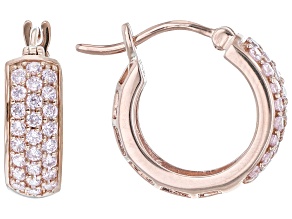Pink Cubic Zirconia 18k Rose Gold Over Sterling Silver Hoops 1.45ctw
