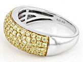 Yellow Cubic Zirconia Platinum Over Sterling Silver Ring 2.10ctw