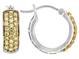 Yellow Cubic Zirconia Platinum Over Sterling Silver Hoops 1.40ctw