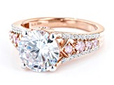 White And Pink Cubic Zirconia 18k Rose Gold Over Sterling Silver Ring 7.26ctw