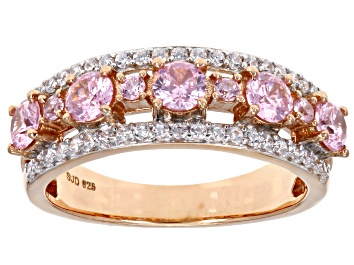 Picture of Pink And White Cubic Zirconia 18k Rose Gold Over Sterling Silver Ring 2.25ctw