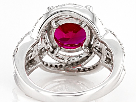 Lab Created Ruby And White Cubic Zirconia Platinum Over Sterling