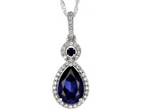 Lab Created Sapphire And White Cubic Zirconia Platinum Over Sterling Silver Pendant With Chain