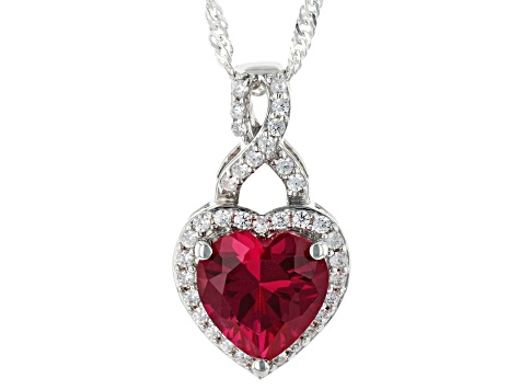 Lab Created Ruby And White Cubic Zirconia Platinum Over Sterling Silver ...