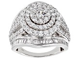 White Cubic Zirconia Platinum Over Sterling Silver Ring 5.22ctw