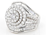 White Cubic Zirconia Platinum Over Sterling Silver Ring 5.22ctw