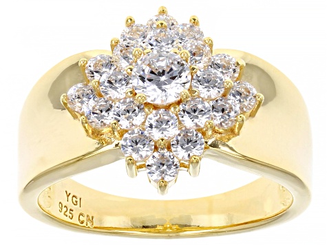 White Cubic Zirconia 18k Yellow Gold Over Sterling Silver Ring 2.03ctw