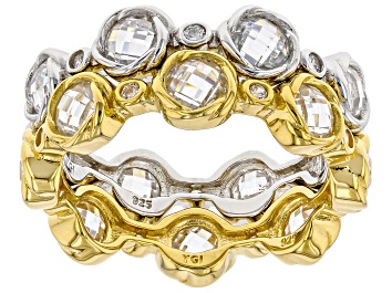 Picture of White Cubic Zirconia Rhodium And 18k Yellow Gold Over Sterling Silver 2 Ring Set 7.25ctw