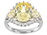 Canary And White Cubic Zirconia Rhodium Over Sterling Silver Ring 10.17ctw