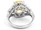 Canary And White Cubic Zirconia Rhodium Over Sterling Silver Ring 10.17ctw