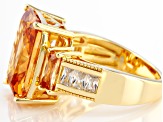 Champagne And White Cubic Zirconia 18k Yellow Gold Over Sterling Silver Ring 15.41ctw
