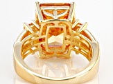 Champagne And White Cubic Zirconia 18k Yellow Gold Over Sterling Silver Ring 15.41ctw