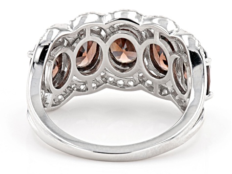 Mocha And White Cubic Zirconia Rhodium Over Sterling Silver Ring 7.13ctw