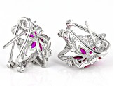 Red Lab Created Ruby And White Cubic Zirconia Platinum Over Sterling Silver Earrings 2.23ctw