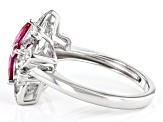 Lab Created Ruby And White Cubic Zirconia Platinum Over Sterling Silver Ring 2.23ctw