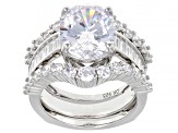 White Cubic Zirconia Rhodium Over Sterling Silver Ring Set 10.18ctw