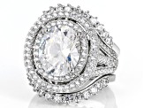White Cubic Zirconia Platinum Over Sterling Silver Ring Set 6.95ctw