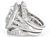 White Cubic Zirconia Platinum Over Sterling Silver Ring Set 6.95ctw