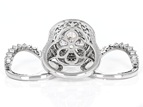 White Cubic Zirconia Platinum Over Sterling Silver Ring Set 6.95ctw