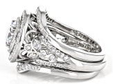 White Cubic Zirconia Platinum Over Sterling Silver Ring Set 2.72ctw