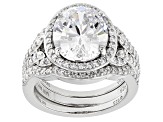 White Cubic Zirconia Platinum Over Sterling Silver Ring Set 5.93ctw