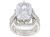 White Cubic Zirconia Platinum Over Sterling Silver Ring Set 10.56ctw