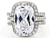 White Cubic Zirconia Platinum Over Sterling Silver Ring Set 10.56ctw