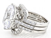 White Cubic Zirconia Platinum Over Sterling Silver Ring Set 10.56ctw