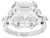 White Cubic Zirconia Rhodium Over Sterling Silver Ring 12.43ctw