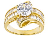 White Cubic Zirconia 18k Yellow Gold Over Sterling Silver Ring 6.13ctw