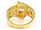 White Cubic Zirconia 18k Yellow Gold Over Sterling Silver Ring 6.13ctw