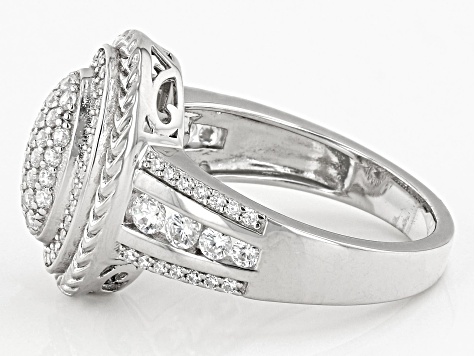 White Cubic Zirconia Rhodium Over Sterling Silver Ring 1.67