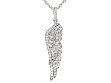 Picture of White Cubic Zirconia Rhodium Over Sterling Silver Pendant With Chain 1.21ctw