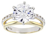 White Cubic Zirconia Rhodium And 18k Yellow Gold Over Sterling Silver Ring 6.53ctw