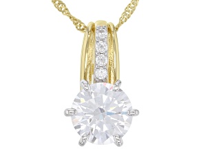 White Cubic Zirconia Rhodium and 18k Yellow Gold Over Sterling Silver Pendant With Chain 6.29ctw