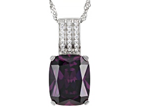 Purple And White Cubic Zirconia Rhodium Over Sterling Silver Pendant With Chain 18.97ctw