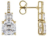 White Cubic Zirconia 18k Yellow Gold Over Sterling Silver Asscher Cut Earrings 15.28ctw