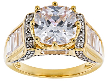 Picture of White Cubic Zirconia 18k Yellow Gold And Rhodium Over Sterling Silver Ring 7.99ctw