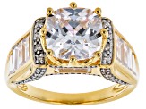 White Cubic Zirconia 18k Yellow Gold And Rhodium Over Sterling Silver Ring 7.99ctw