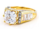 White Cubic Zirconia 18k Yellow Gold And Rhodium Over Sterling Silver Ring 7.99ctw