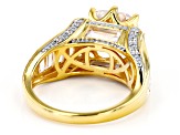 White Cubic Zirconia 18k Yellow Gold And Rhodium Over Sterling Silver Ring 7.99ctw