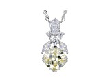 Canary And White Cubic Zirconia Rhodium Over Sterling Silver Pendant With Chain 9.44ctw